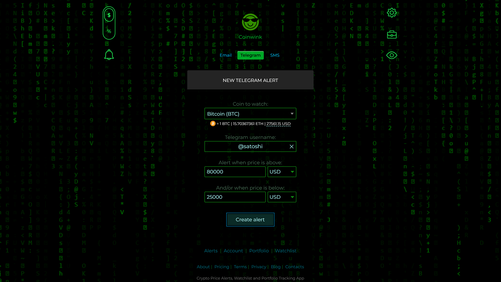 GitHub - coinwink/Coinwink: Crypto Alerts via Email, SMS, and Telegram