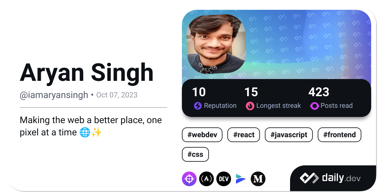 Aryan Singh's Dev Card