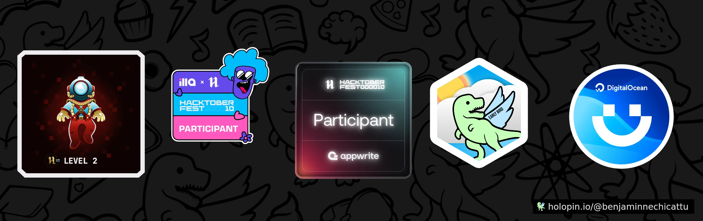 An image of @benjaminnechicattu's Holopin badges, which is a link to view their full Holopin profile