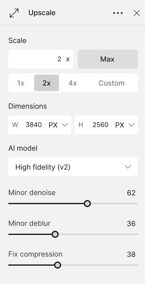 Upscale Settings