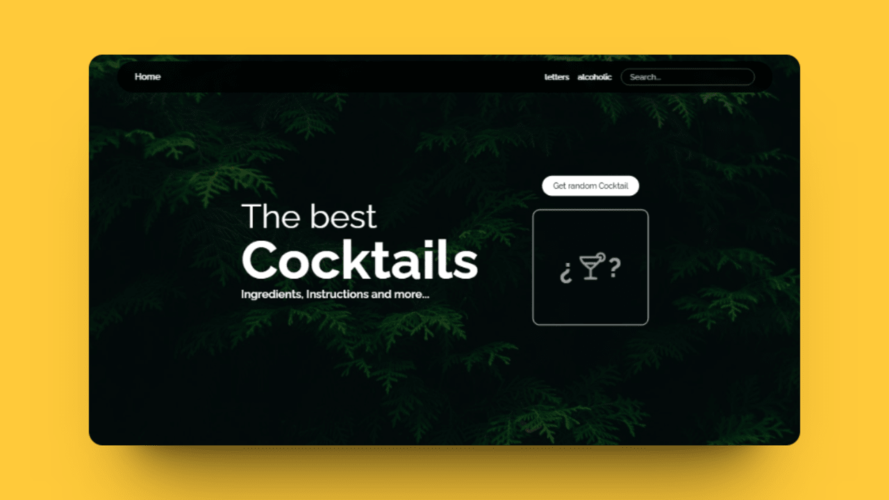 Cocktails app principal page