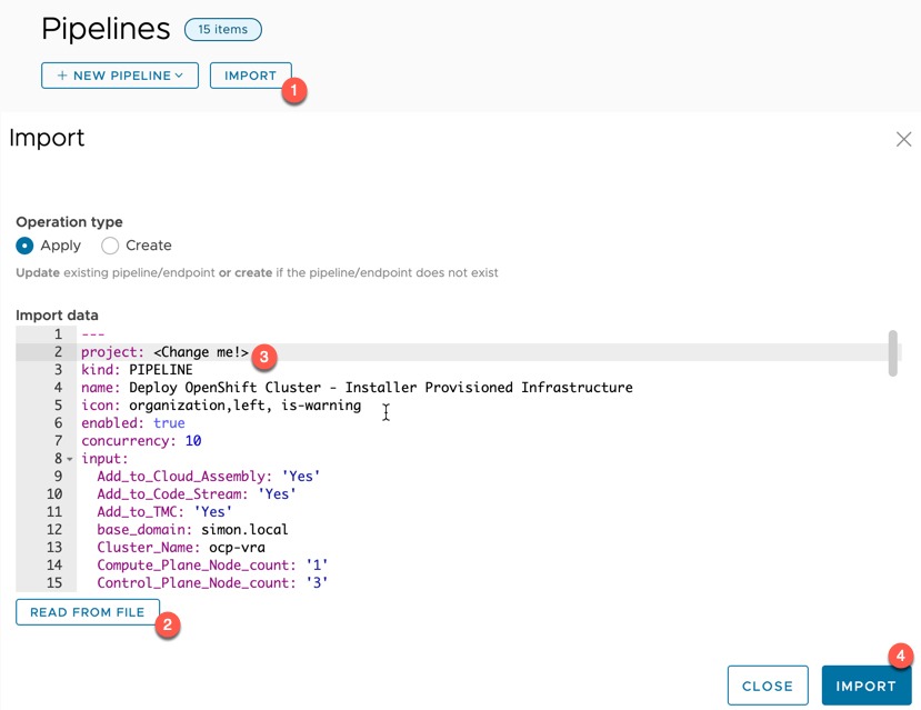 vRA Deploy Openshift - Code Stream - Create Variable