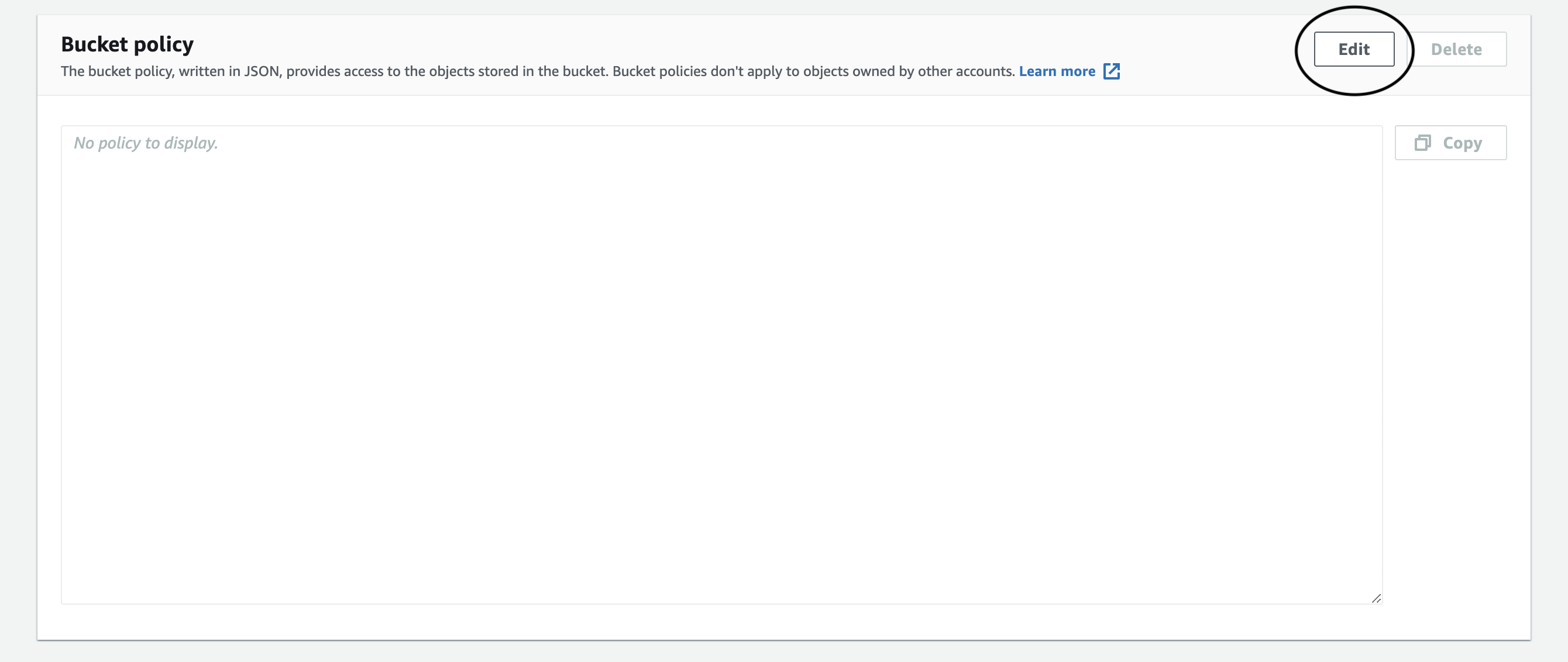 Edit bucket policy