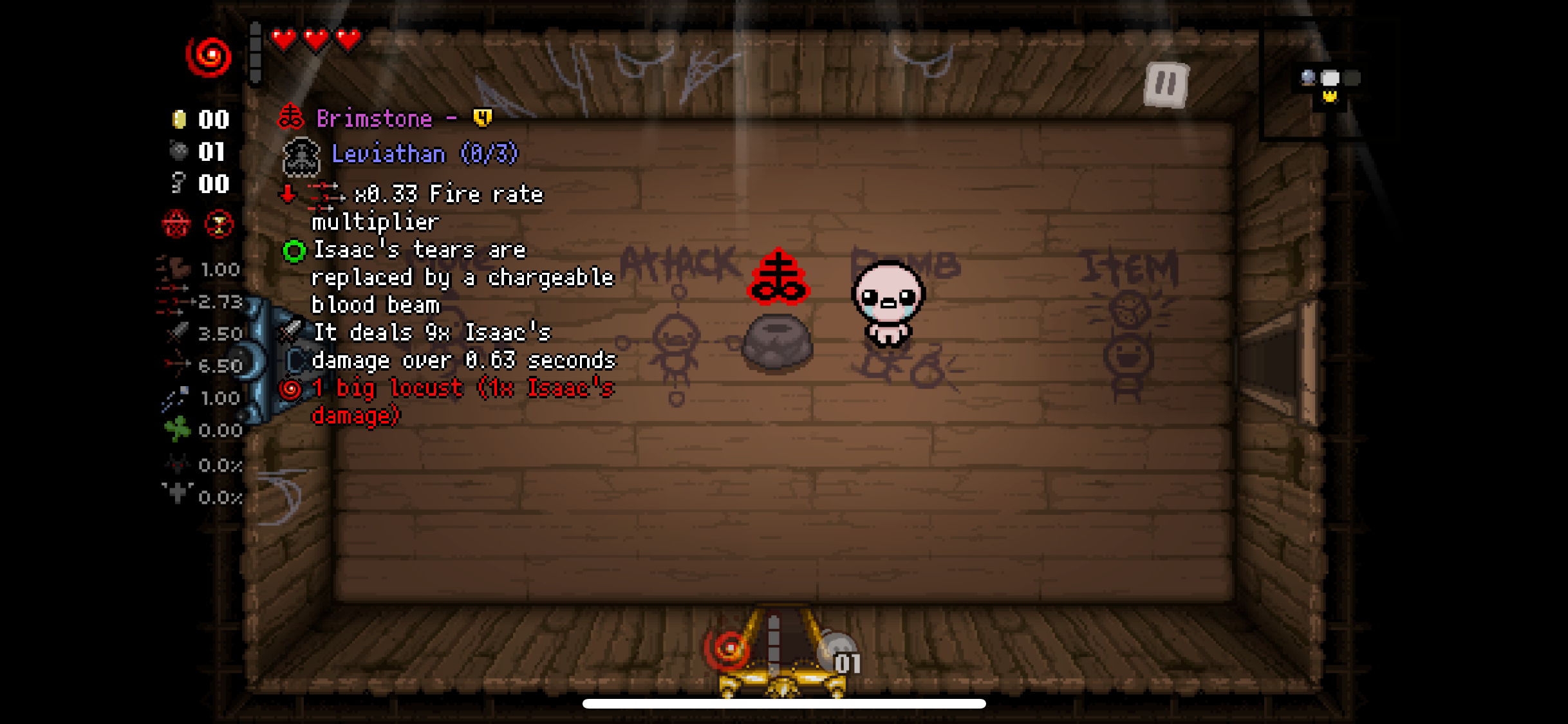 With Abyss held, Brimstone shows its special locust and damage multiplier.
