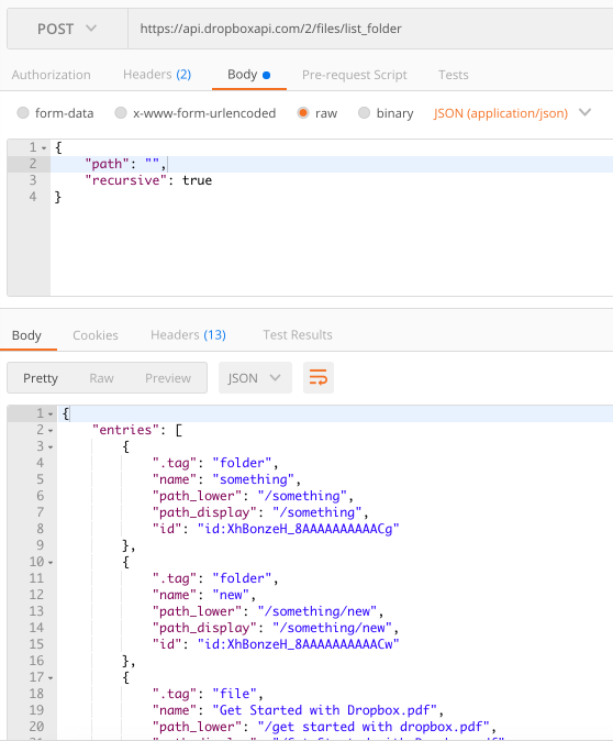 dropbox-api---postman-list-folder
