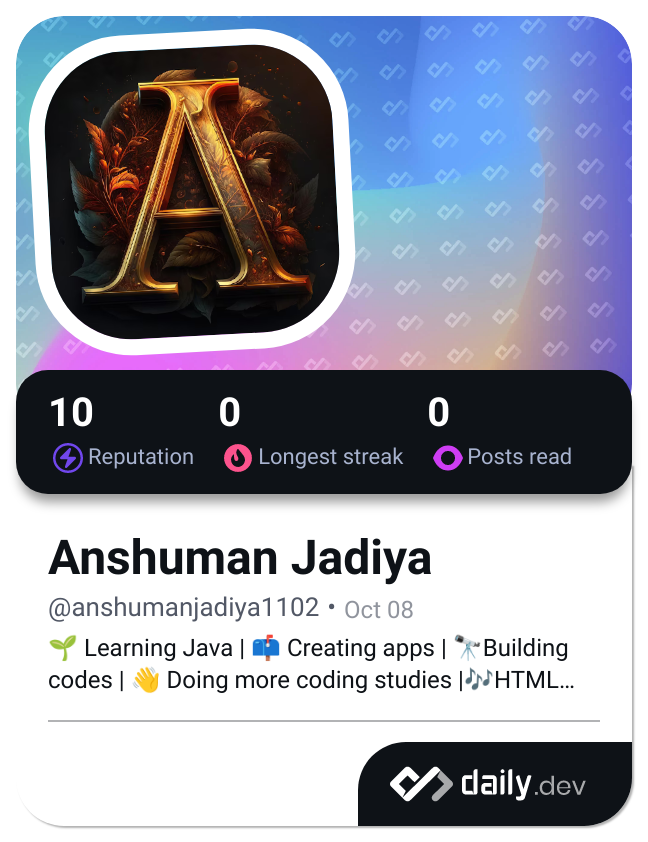 Anshuman Jadiya's Dev Card