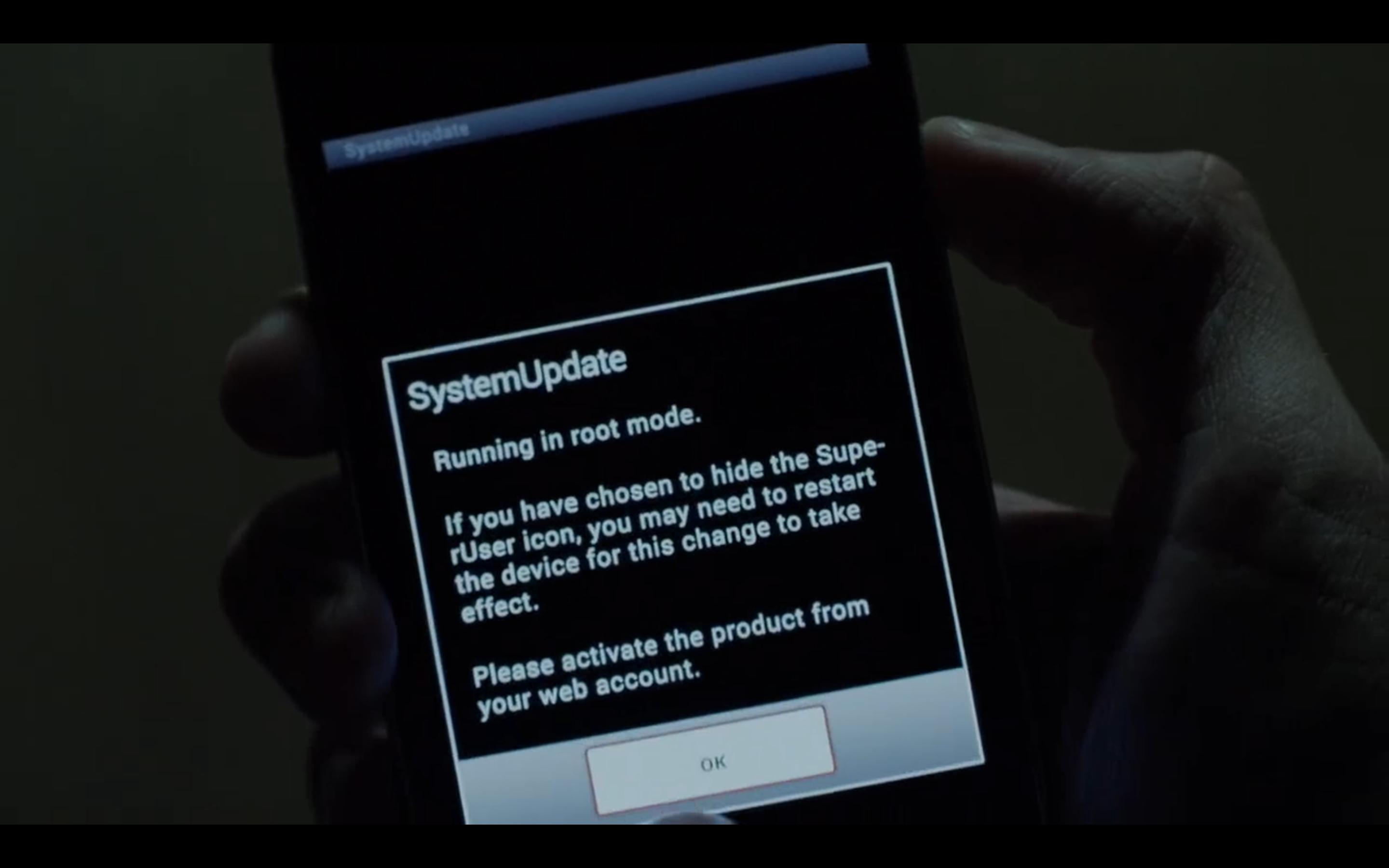 Tyrell chooses to hide the commercial spyware on Anwar's Android phone, :robot: screenshot 📷