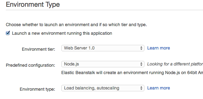 AWS beanstalk environment