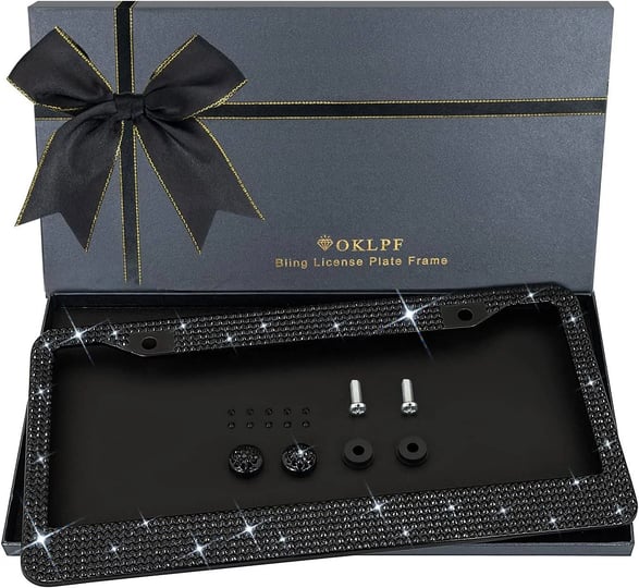 oklpf-bling-license-plate-frame-for-women-sparkly-stainless-steel-lic-1
