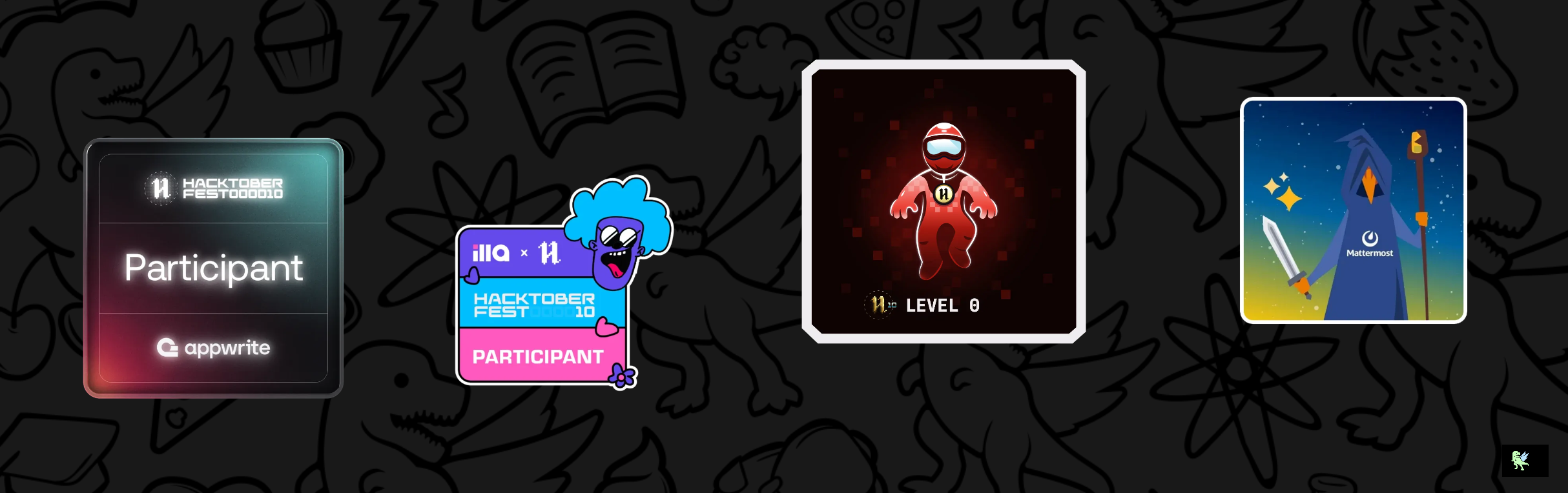 An image of @muaadh99's Holopin badges, which is a link to view their full Holopin profile