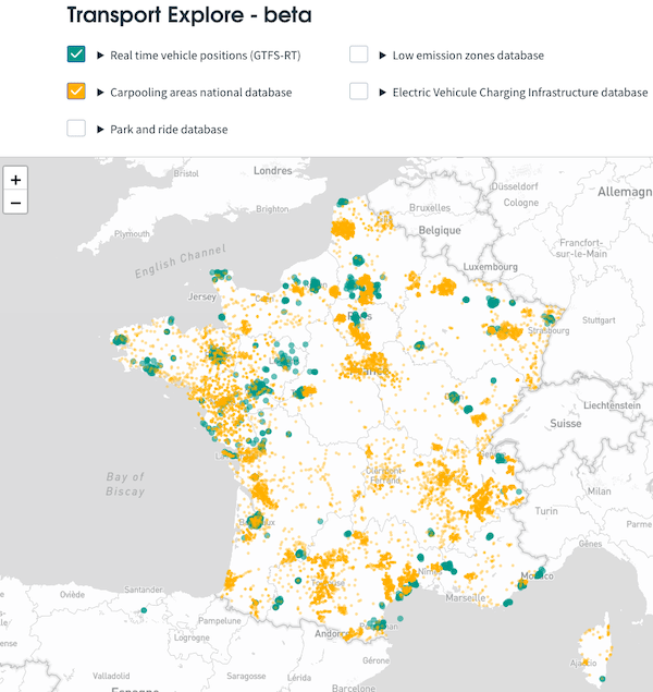 Explore page of the French national access point to transport data