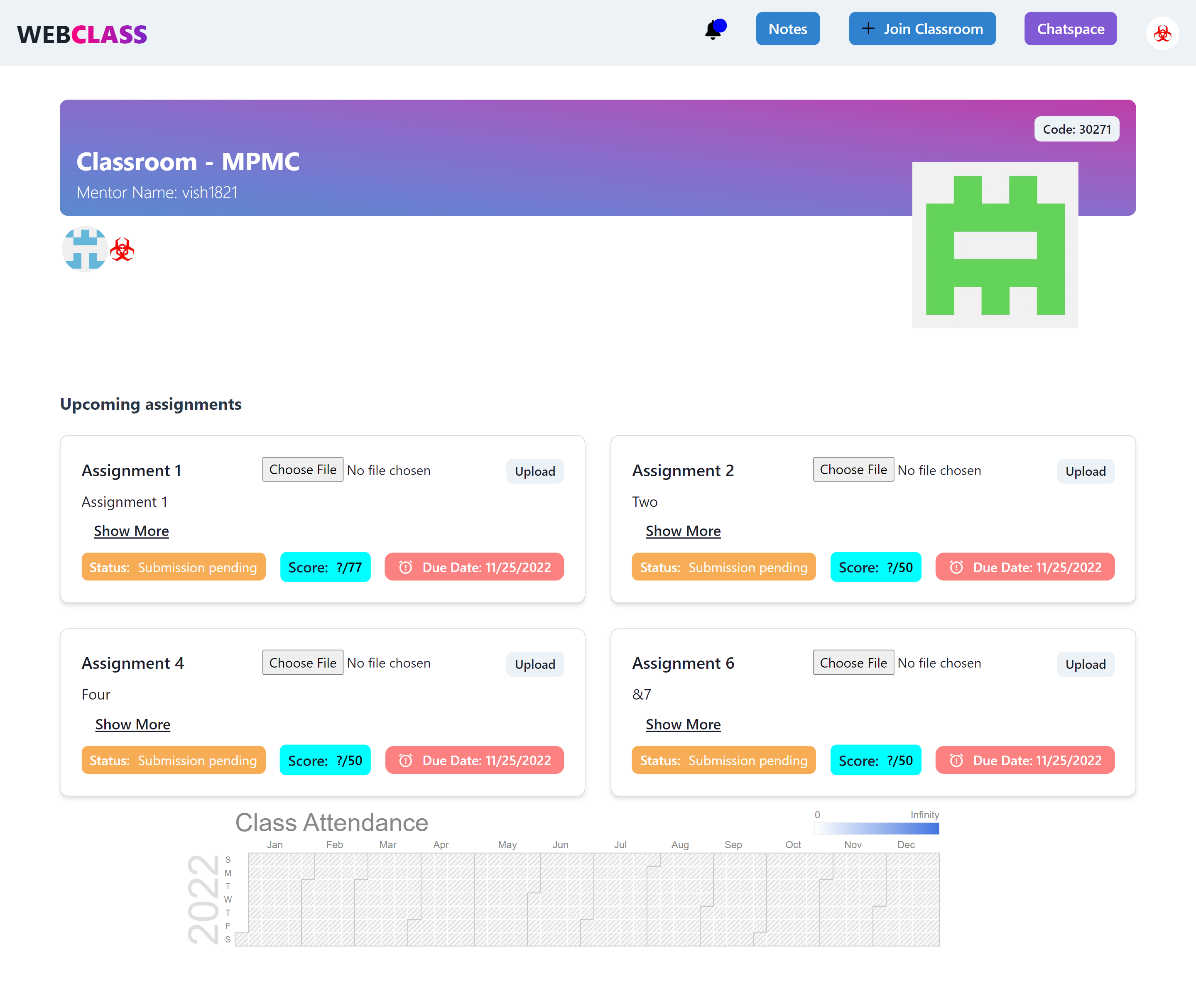 Class student dashboard