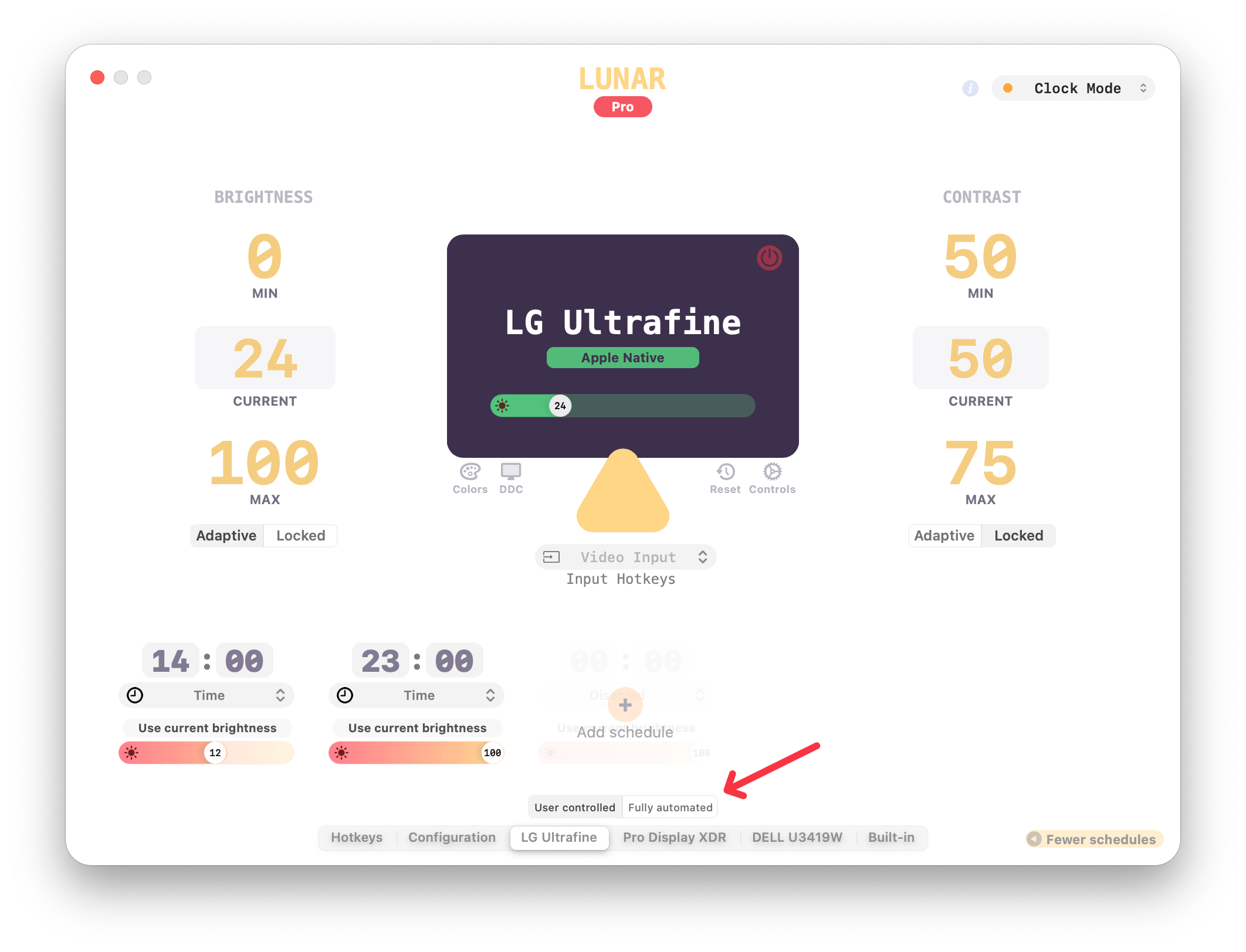 fully automated clock mode selector