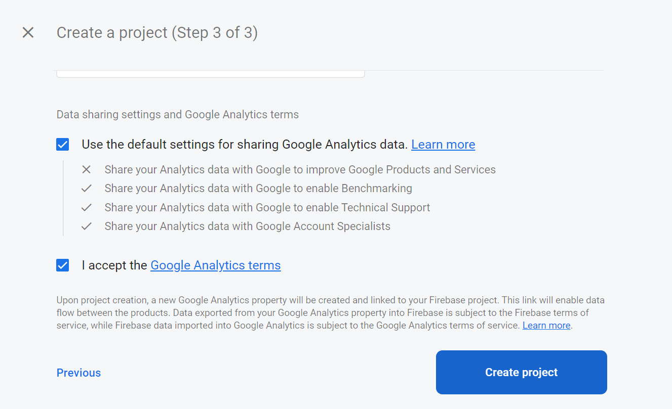 Google Analytics options