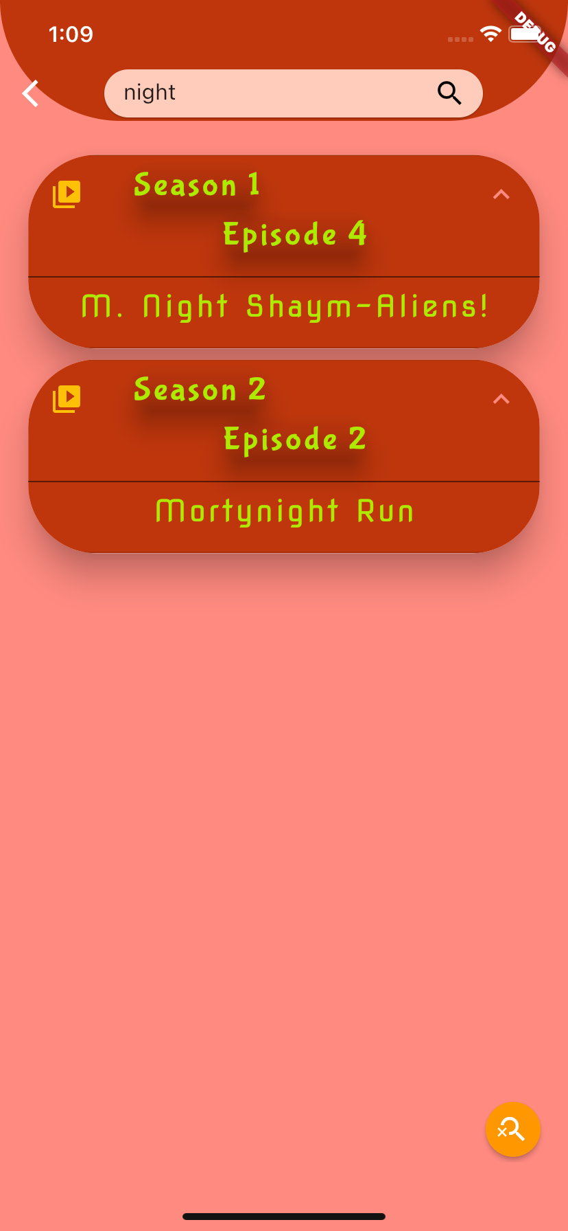 Episodes Screen With Filter