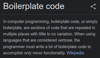 The definition of "boilerplate"