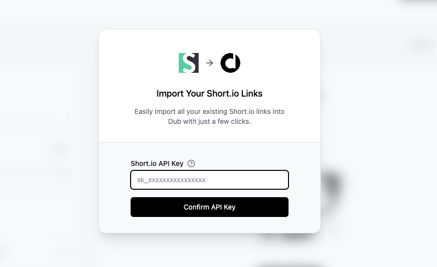 Import from Short.io modal