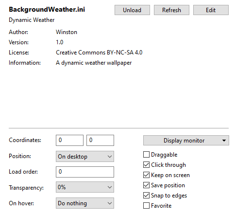 Config options