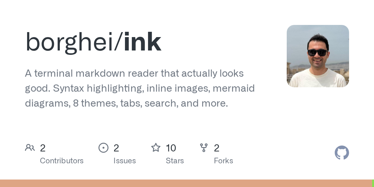 ink — A terminal markdown reader that actually looks good