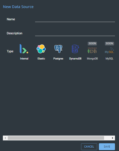 New data source panel