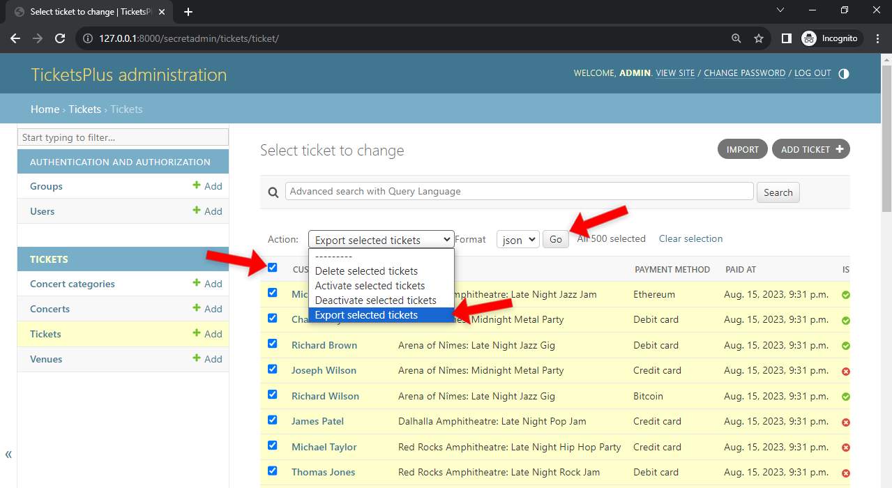 Django Import / Export Admin