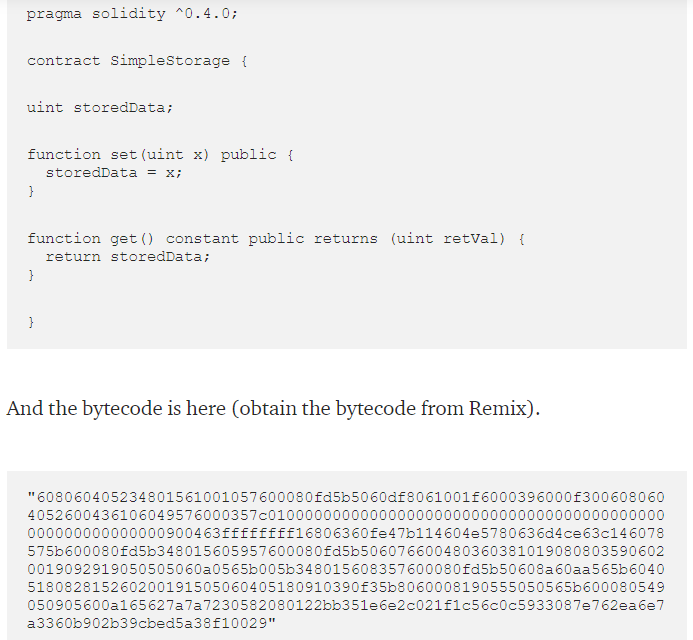 Smart contract code to bytecode