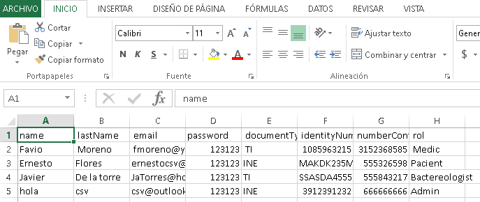 CSV example