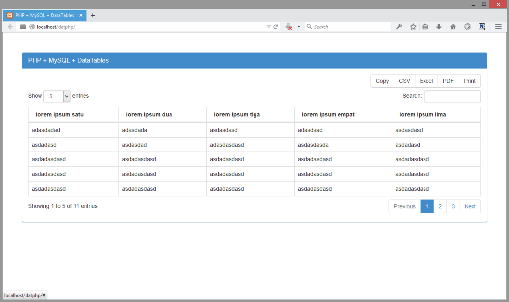 Datatable PHP SQL