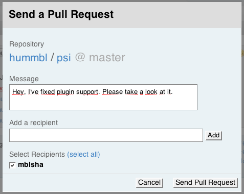 pull request form