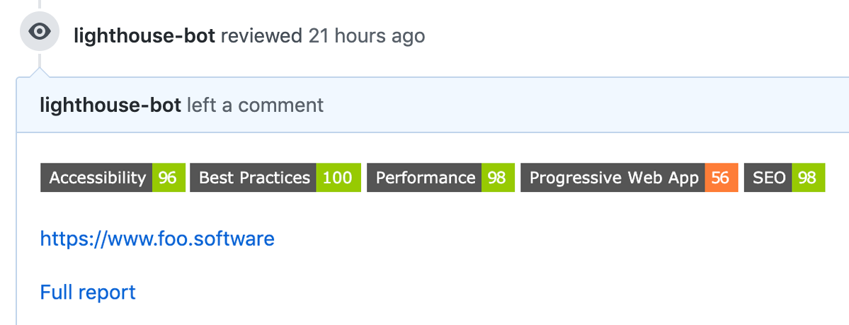 Lighthouse Check PR comments