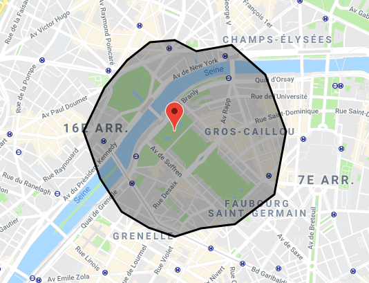 Eiffel Tower isochrone