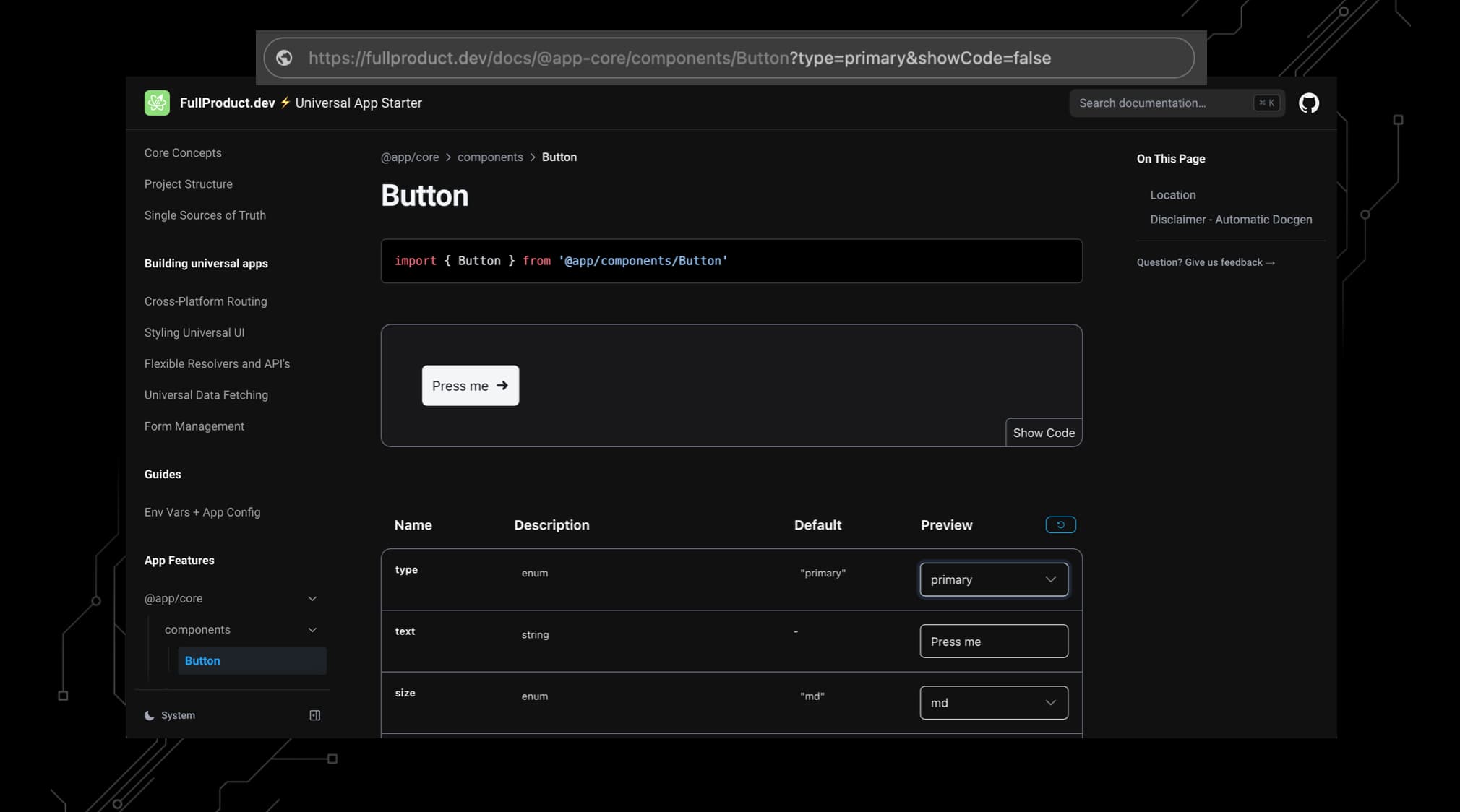 Rich Interactive docs example