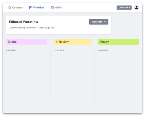 Netlify CMS workflow screenshot