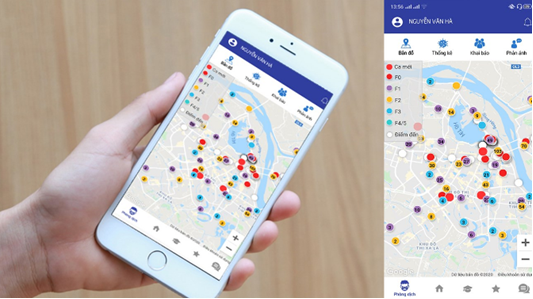 Monitor the CoVID epidemic map through the Smart City Hanoi application