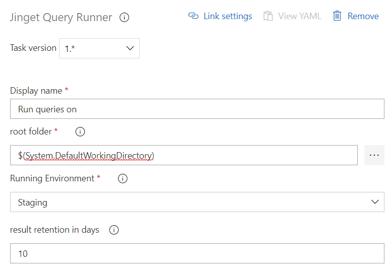 Jinget Query Runner Common Options