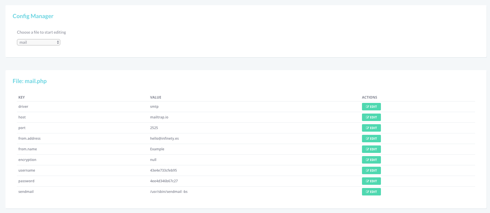 Laravel 5 Config Manager