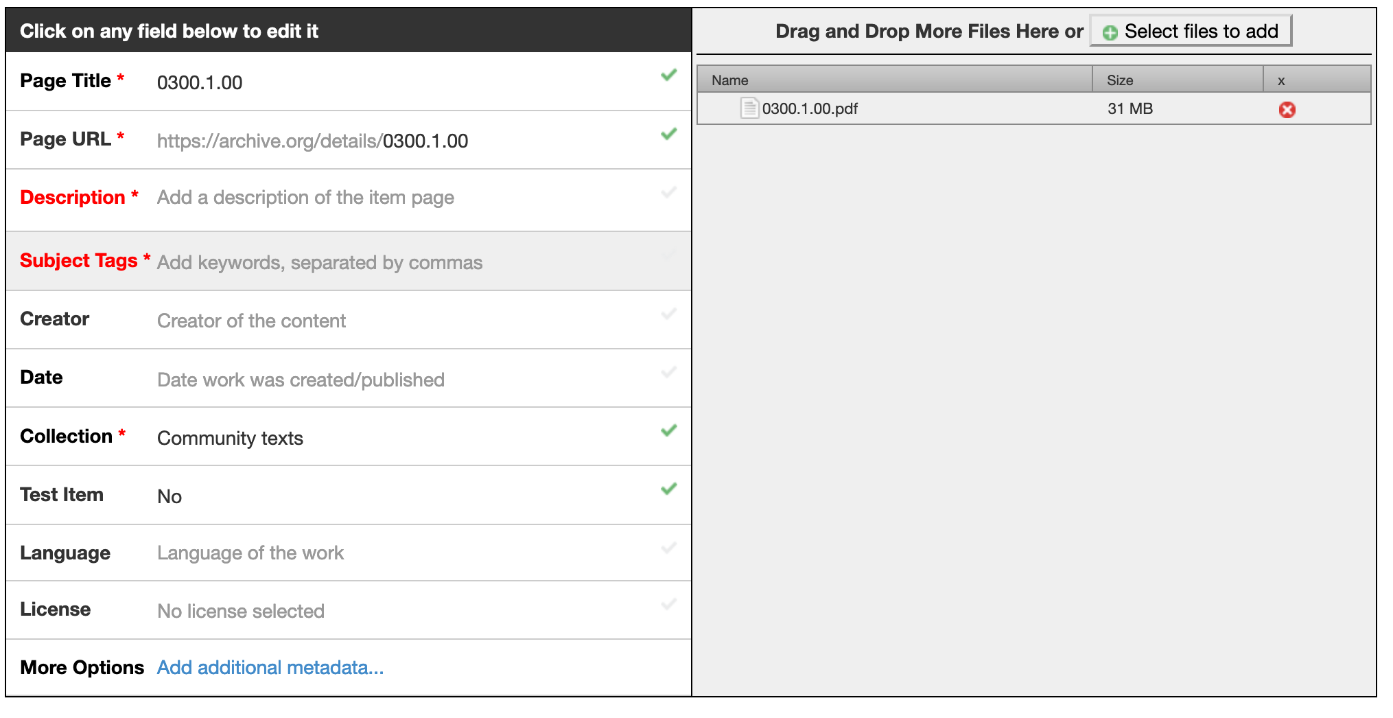 Internet Archive Drag/Drop Interface