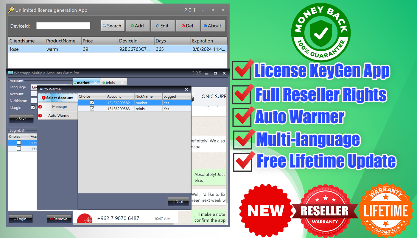 Whatsapp Multiple Accounts Warmer Pro+KeyGen-Full Reseller