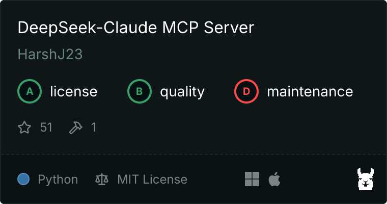 DeepSeek-Claude Server MCP server