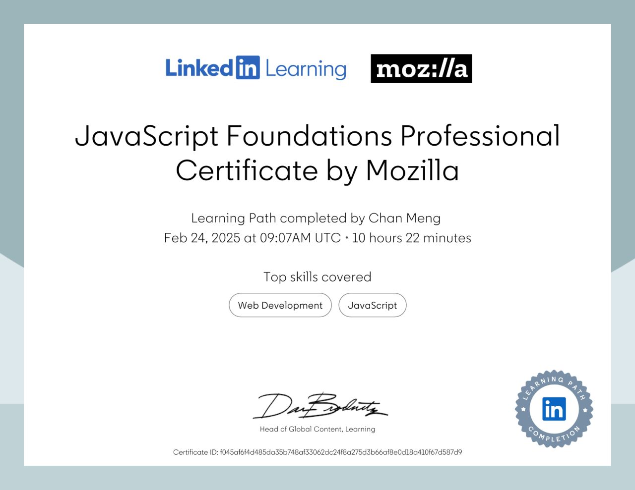 JavaScript Foundations Professional Certificate by Mozilla