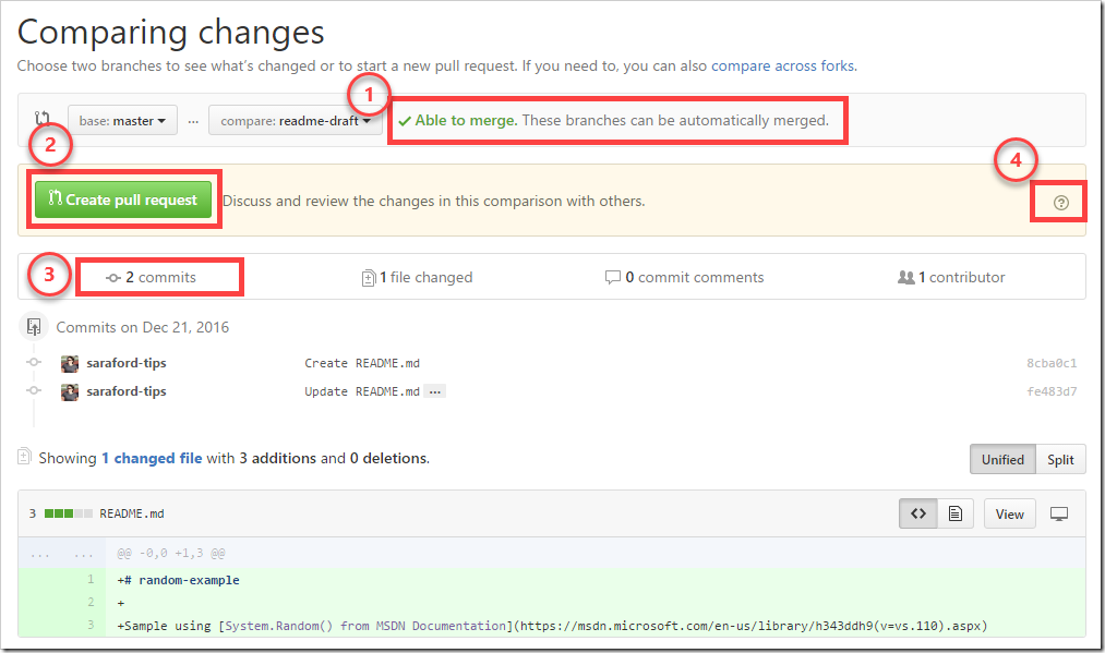 Pull Request and Compare