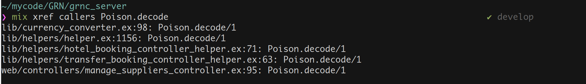 mix xref callers Poison.decode