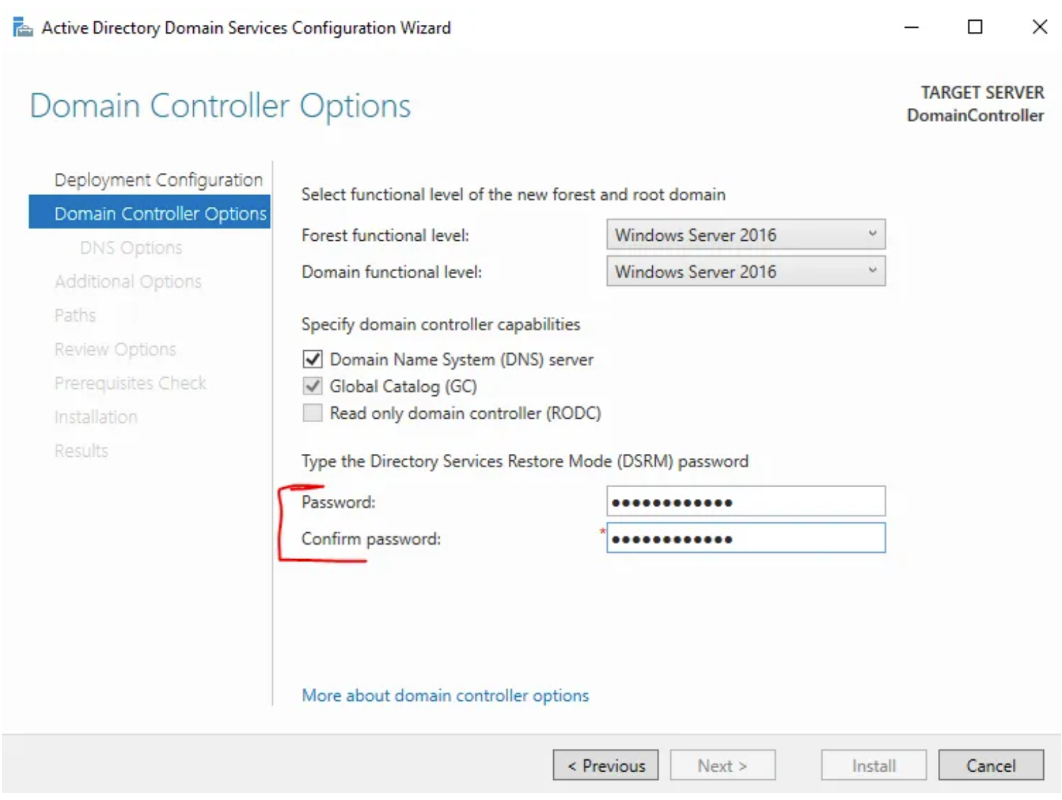 Domain Controller Options