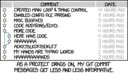 xkcd comic about commit messages