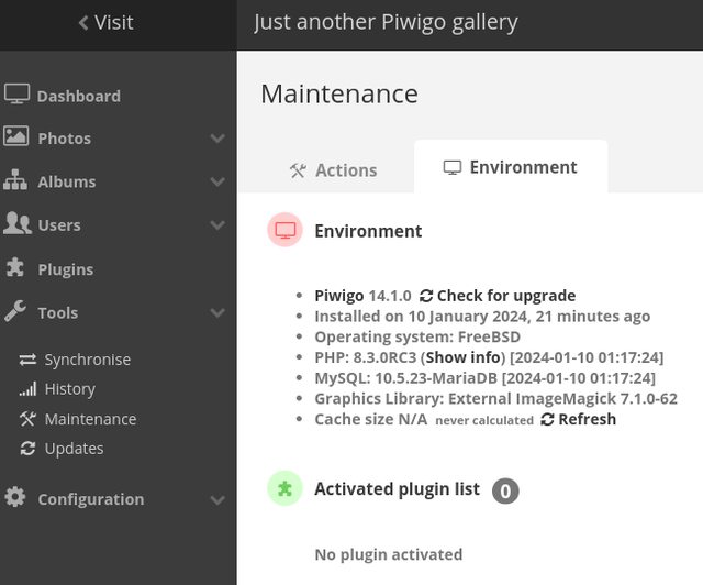 Piwigo Maintenance View