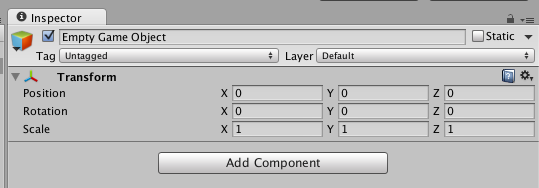 Empty game object components