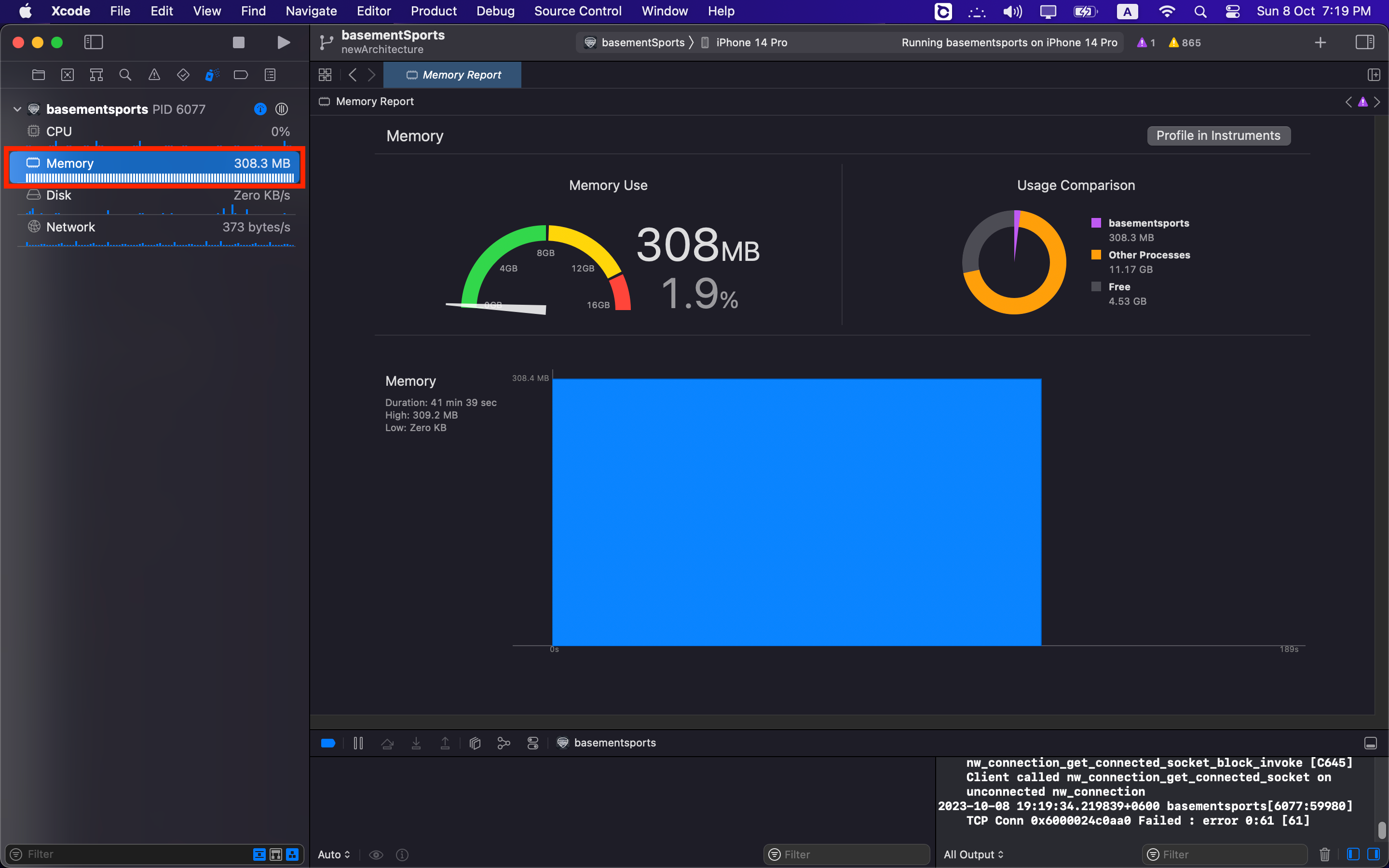 Xcode: Memory Monitor