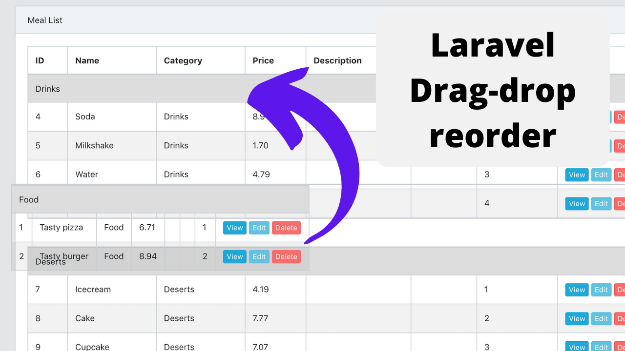 Laravel Reordering screenshot