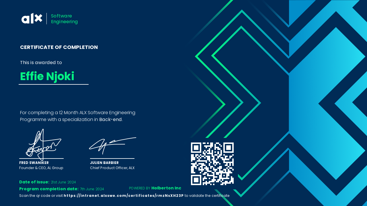 alx completion cert