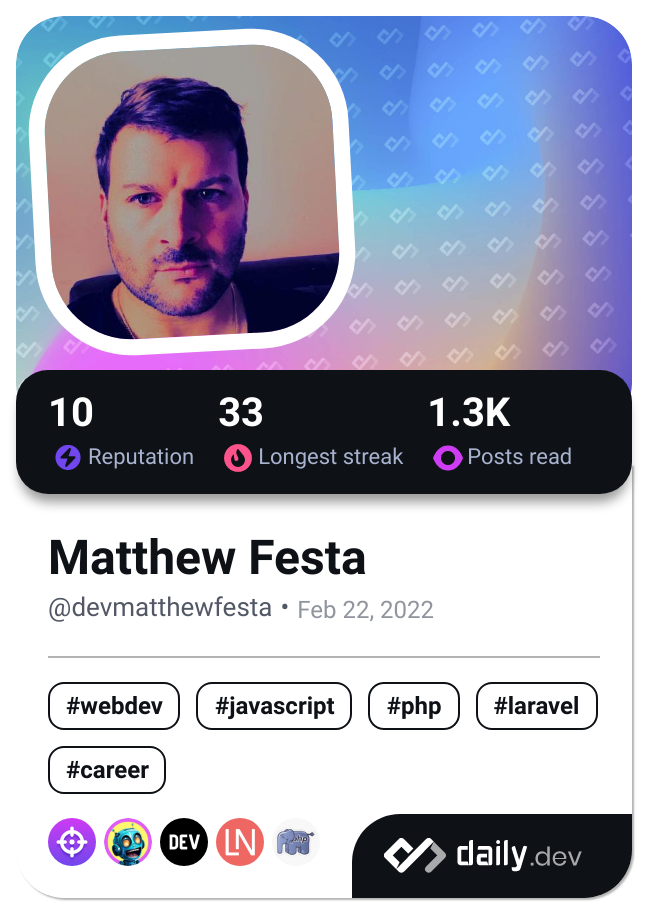 Matthew Festa's Dev Card